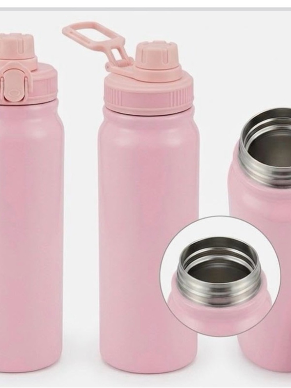 Insulated Pink Stainless Steel Water Bottle with Flip Cap 32oz